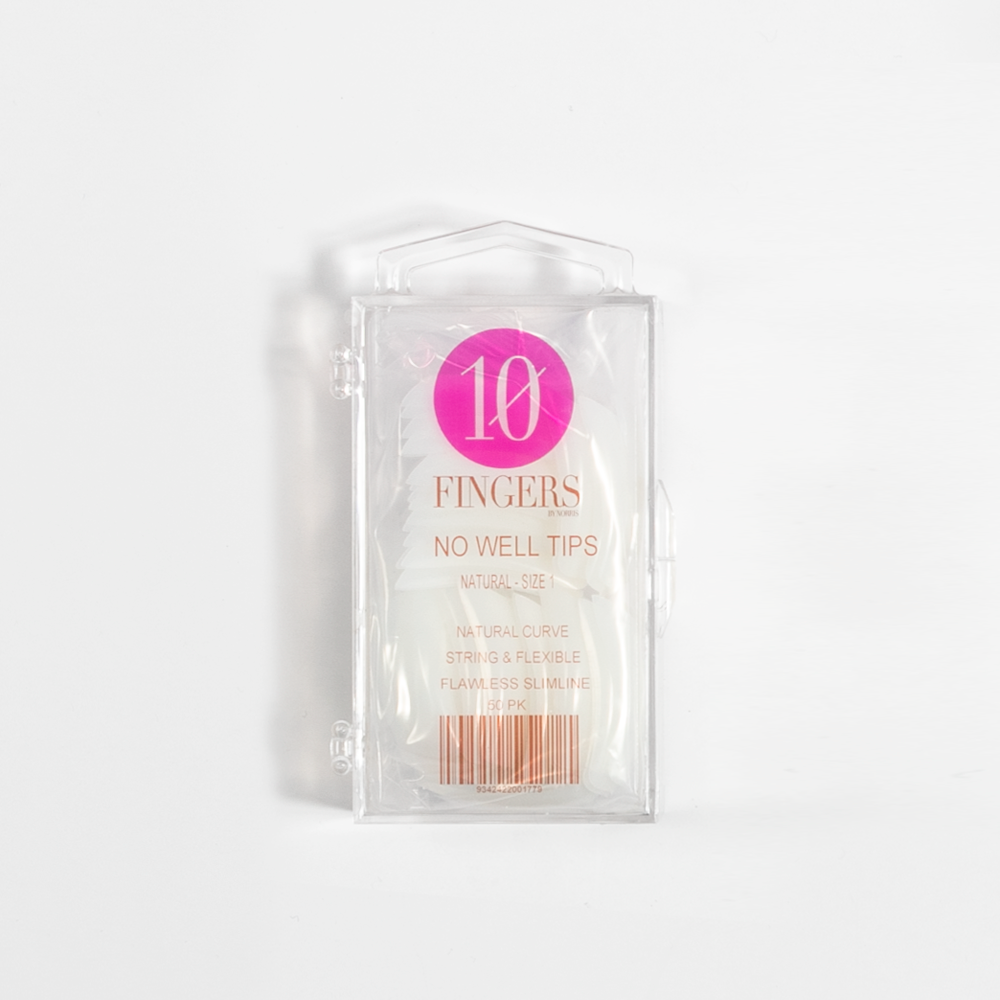 10 Fingers No Well Tips 50pk - Natural - Size 8